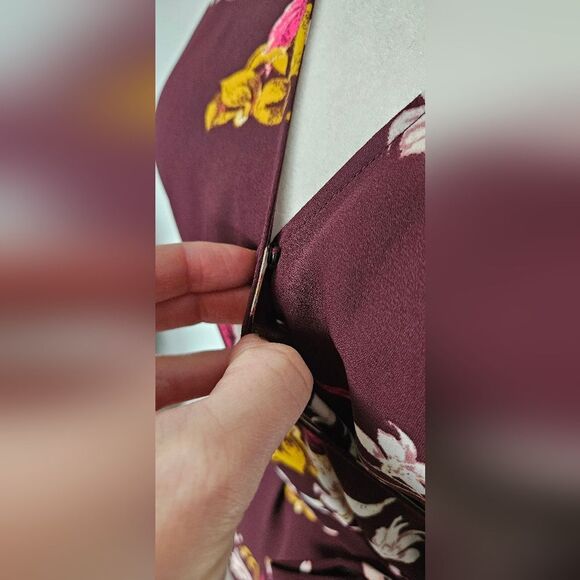 Chelsea28 Floral Wrap Blouse - Burgundy and Pink - Picture 6 of 7
